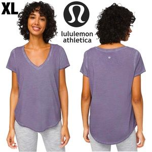 Lululemon Love Tee Fade Washed Purple Quartz XL XLARGE 14 16 V neck short sleeve